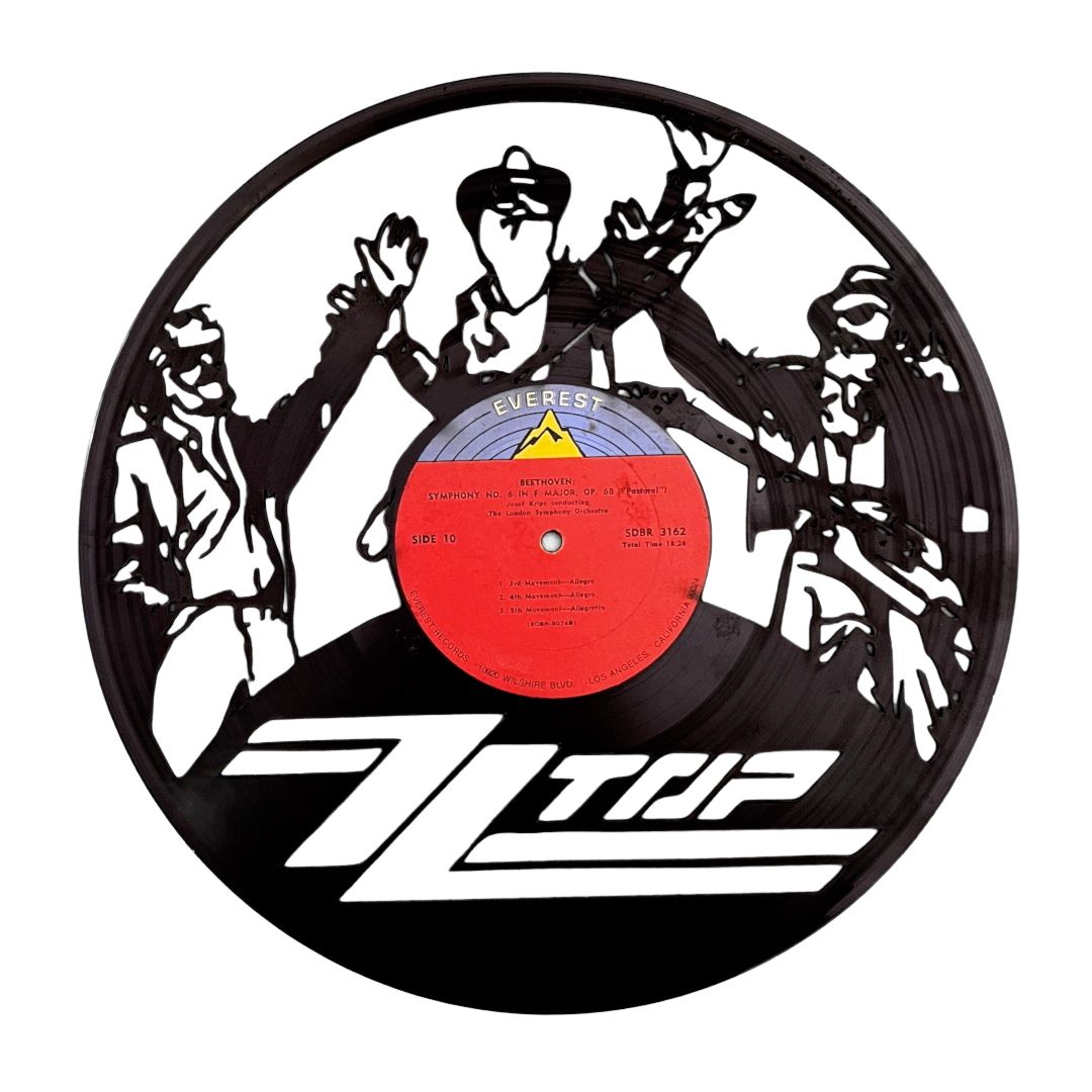 ZZ Top - Carved Vinyl Record Wall Art